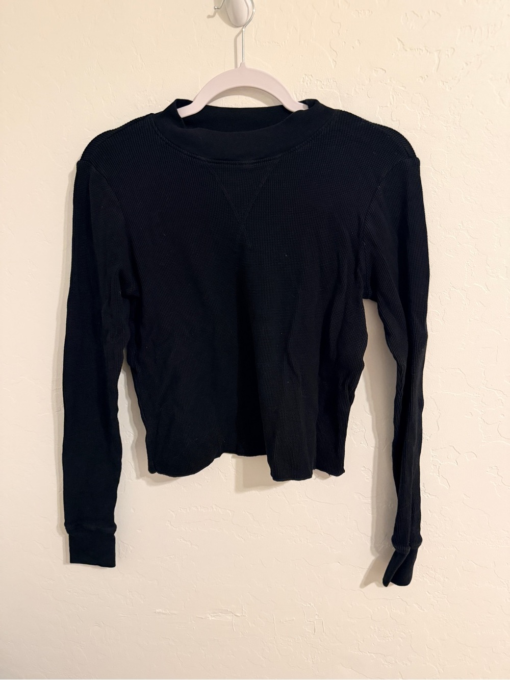MATE the Label Black Ribbed Long Sleeve Crew Neck Organic Cotton Top XS